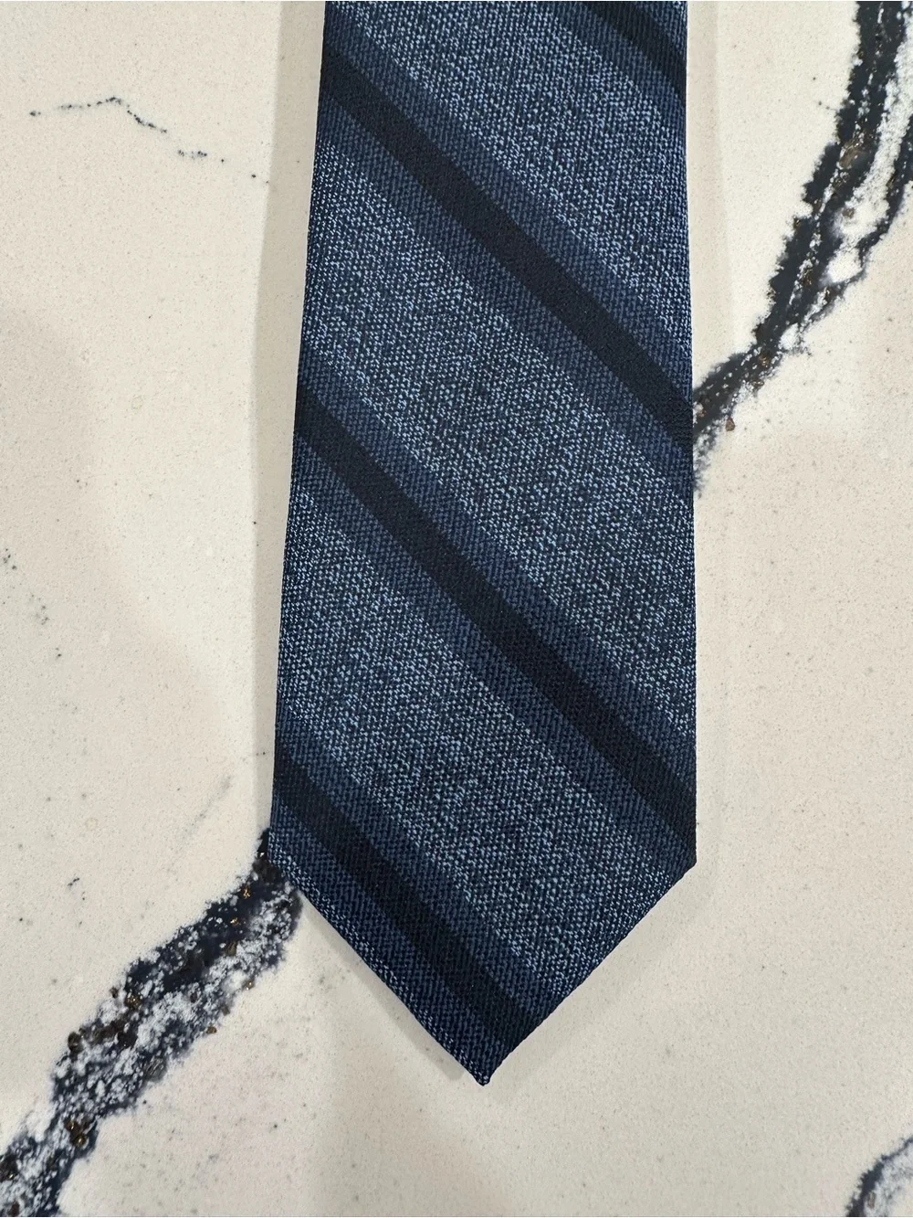 Bar III Blue and Navy Textured Diagonal Stripe Tie